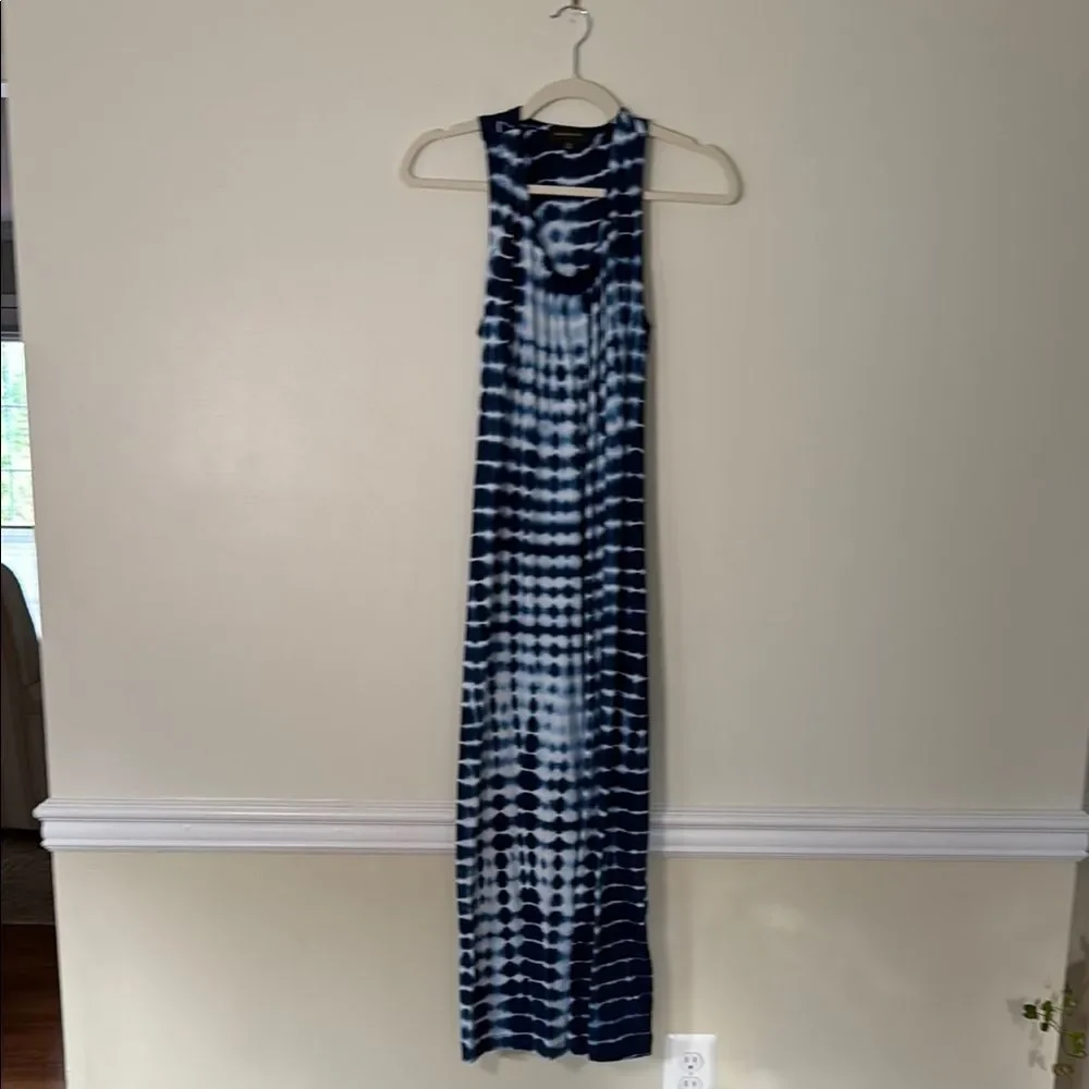 Lord & Taylor Navy and‎ White Tie-Dye maxi dress sleeveless